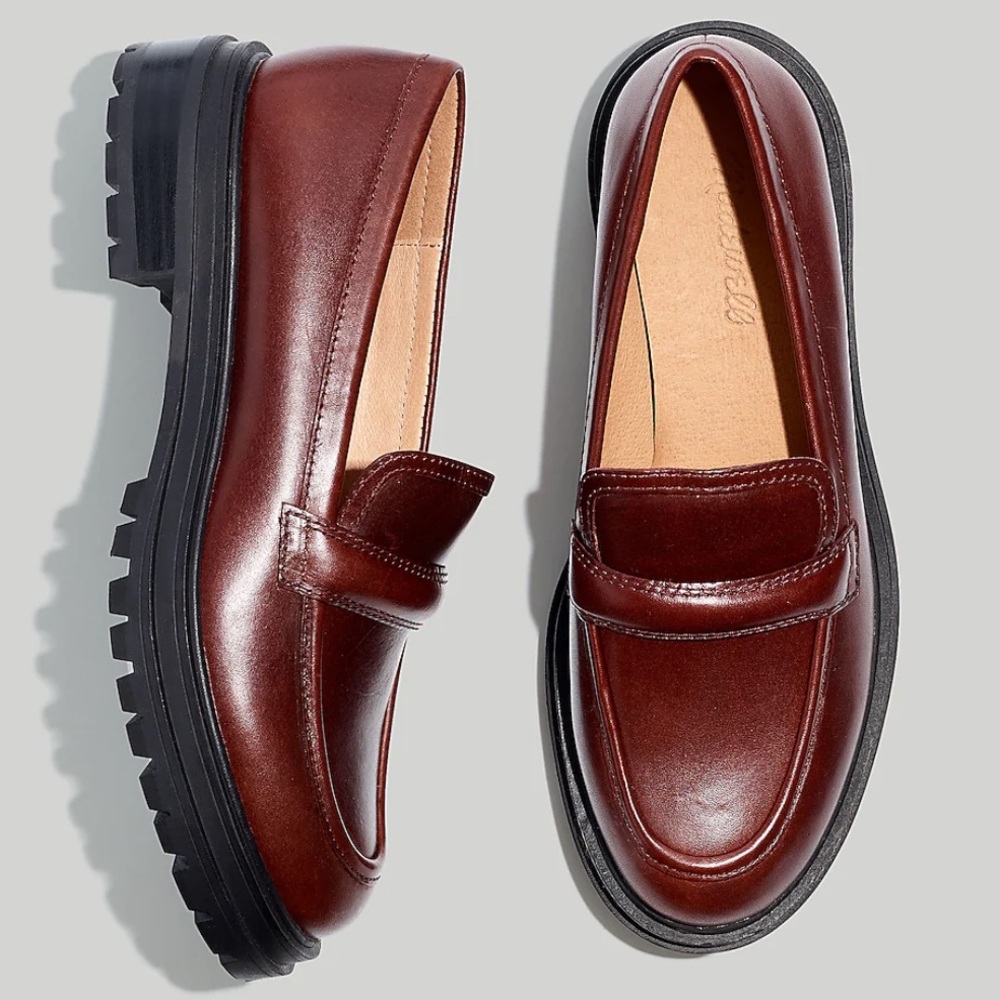Madewell Bradley Lugsole Loafer in Cherrywood Leather, 9 (runs big)